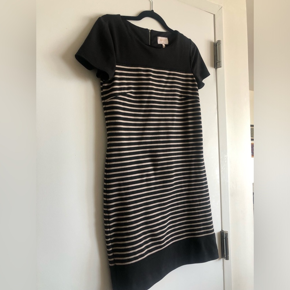 Laundry by Shelli Segal Black Striped Dress US 6 Short Sleeve